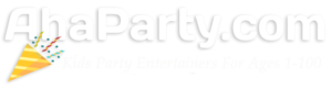 AhaParty of Dallas Kids Entertainment Dallas and Fort Worth - ahaparty.com logo white version
